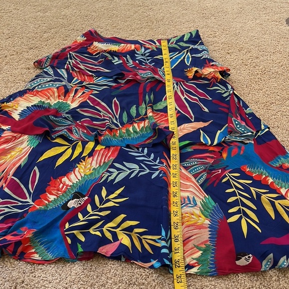 FARM RIO size M tropical leaf print layered skirt - Picture 7 of 10